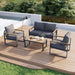 4 Piece Patio Furniture Set, Outdoor Patio Furniture with Thick Cushions, Modern Metal Outdoor Conversation Sets with Coffee Table for Porch, Balcony, Deck Dark Grey