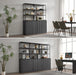Fluted Book Shelf with Doors 75" Tall Bookshelf with Storage | 6 Tier Large Bookcase with Bottom Cabinet - Modern Metal Book Case for Living Room, Home Office, Kitchen, 3 Pieces