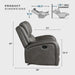 Rocker Recliner Chair, Reclining Rocking Chair, Home Theater Reclining Seat, Manual Recliner Seat for Living Room, Nursery, Bedroom, Office, Apartment, Grey