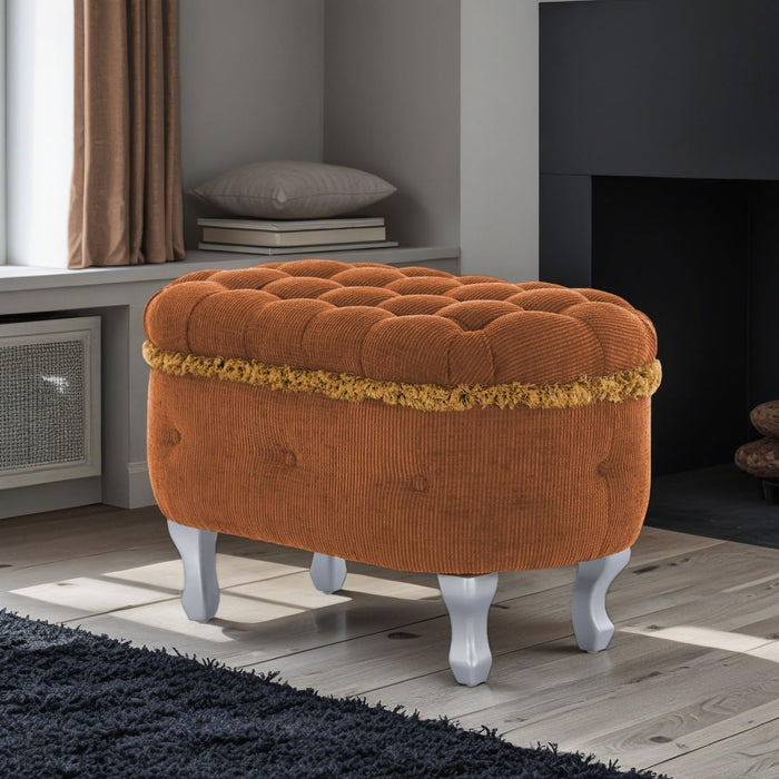 29.5" Ottoman with Storage Upholstered Foot Stools for Living Room,Bedroom,Entryway-Orange
