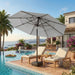 10Ft Patio Umbrella, 3 Tier Outdoor Market Table Umbrellas with 8 Fiberglass Ribs and Push Button Tilt, Windproof, Vented Canopy, UV Protection for Deck, Pool, Backyard