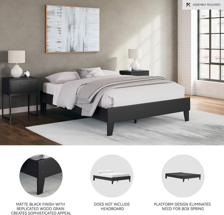 Signature Design by Ashley Socalle Casual Queen Platform Bed with Metal Slats, No Box Spring Needed, Black