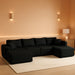 Corduroy Black UShaped 146Inch Modular Sectional Sofa