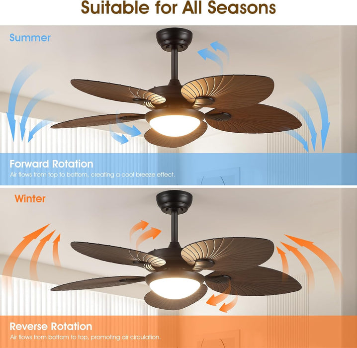 44 Inch Brown Outdoor Ceiling Fan With Remote