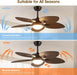 44 Inch Brown Outdoor Ceiling Fan With Remote