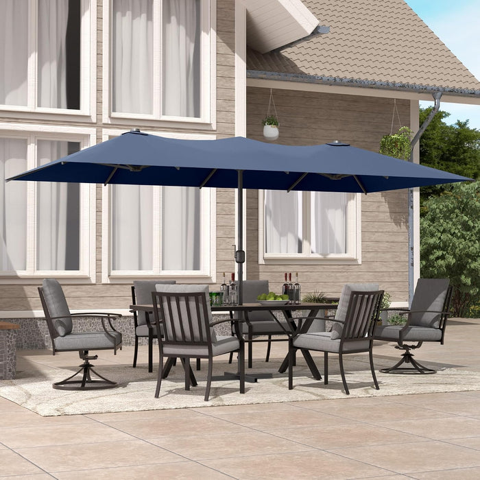 14FT Waterproof Patio Umbrella Outdoor Reversible Rectangular Large Market Umbrella