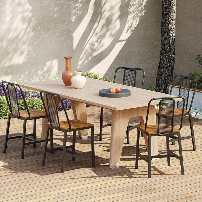 Dining Chairs Set of 4, Wooden Kitchen Chairs, Farmhouse Dining Chairs with Back Support, for Living Room, Kitchen, Rustic Brown and Black CY01L4BRN1