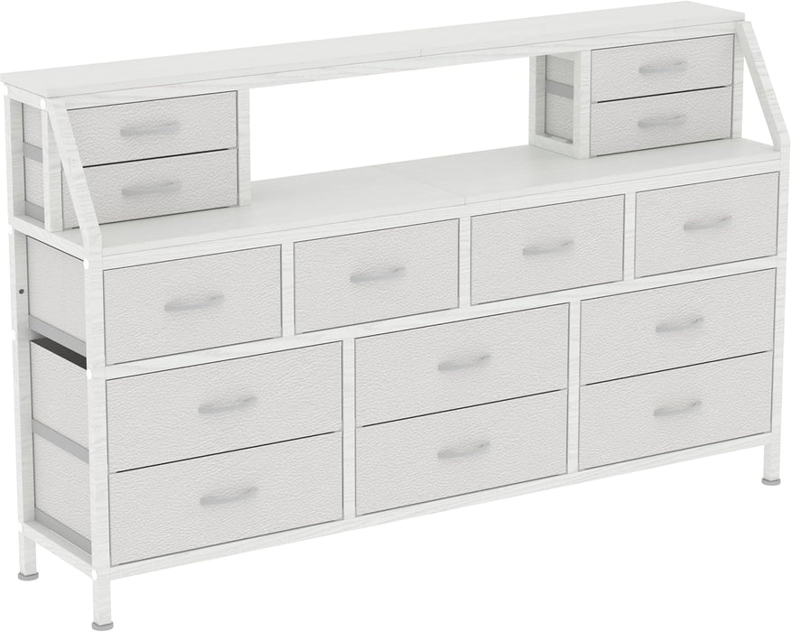 55-InchWide TV Stand Dresser 14-Drawer WhiteFinish