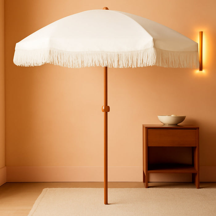 6.5Ft Patio Umbrella with Push Button Tilt & Height Adjustable, UV50+ Sun Protection with Sturdy Fiberglass Ribs & Iron Pole, Market Umbrella for Outdoor Table Garden Backyard Beach