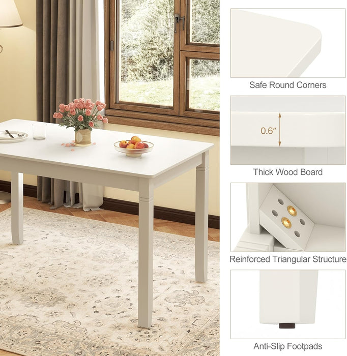 White Rectangular Dining Table 48x29 Inches Compact