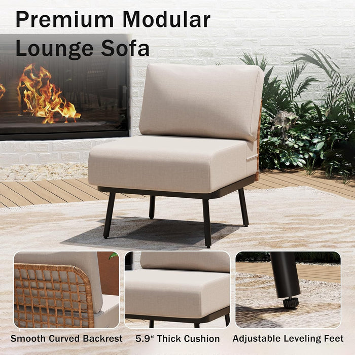 3-Piece Patio Conversation Set, Sectional Sofa with Coffee Table