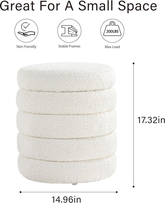 Modern round Ottoman with Soft Padded Seat, Storage Vanity Chairs for Makeup, Upholstered Footrest Stool Ottoman Foot Stool for Living Room, Bedroom