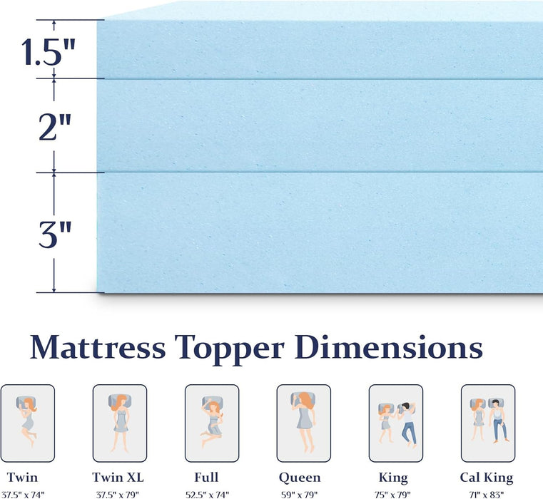 2 Inch Cooling Gel Memory Foam Mattress Topper