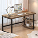 Computer Desk, Wood and Metal Home Office Desk with Storage Shelves, Small Study Writing Table Workstation for Bedroom Living Room, Rustic Oak, 47 Inch