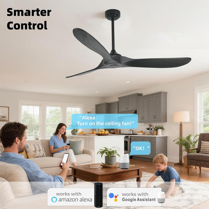 60Inch Outdoor Smart Ceiling Fan VoiceControl Remote