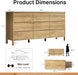 Oak 9 Drawer Dresser for Bedroom, 63" Wide Modern Wood Dresser