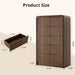 Fluted Wood Dresser 5 Drawers 48" Tall Curved Modern Chest Organizer