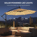 10Ft Solar Lights Offset Cantilever Patio Umbrella - W/Light and Base, LED Lighted Offset Hanging Patio Outdoor Market Umbrella UPF50+ UV Protection with Easy Tilt and Crank (Beige)