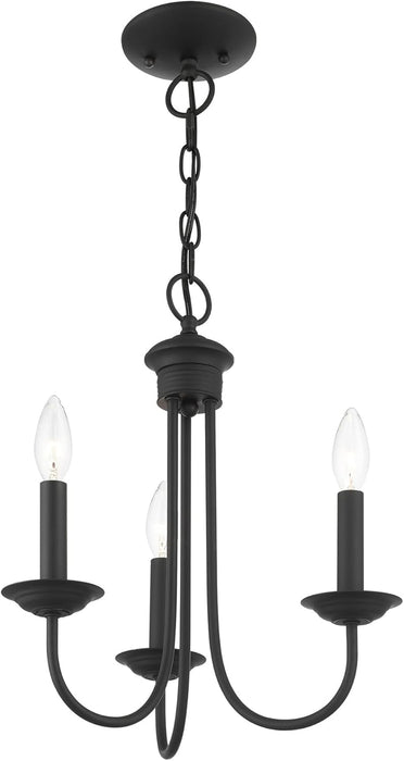 Blackened Steel Three Light Chandelier Living Room