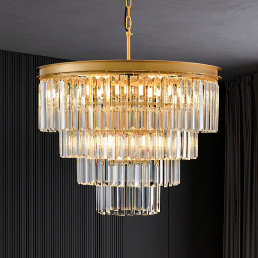 Gold Crystal Chandelier 22.9in Ceiling Pendant Light
