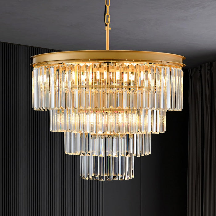 Gold Crystal Chandelier 22.9in Ceiling Pendant Light