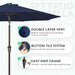 9FT Outdoor Patio Umbrella Outdoor Table Umbrella with Push Button Tilt and Crank, Market Umbrella 8 Sturdy Ribs UV Protection Waterproof for Garden, Deck, Backyard, Pool (Navy Blue)