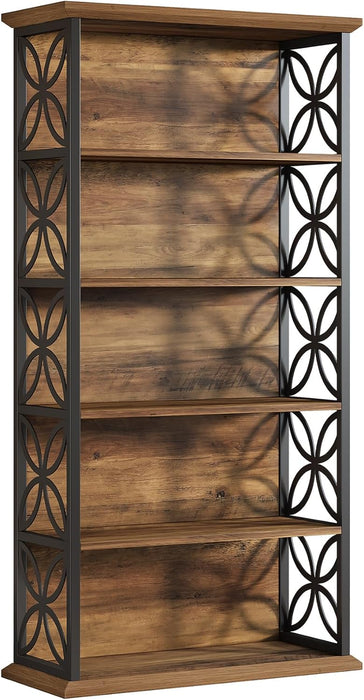 71 Inch Industrial Metal Bookshelf Freestanding Unit