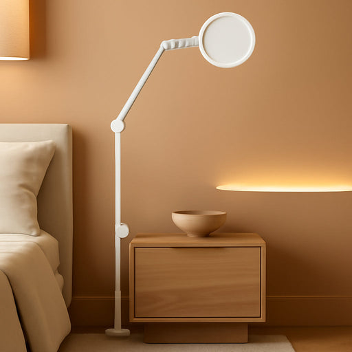 Edge 2.0 LED Desk Lamp | Dimmable Home Office Desk Light with USB Charging Port & Strong Swing Arm | Adjustable Color Temperature and Brightness | Circle Webcam Light - White
