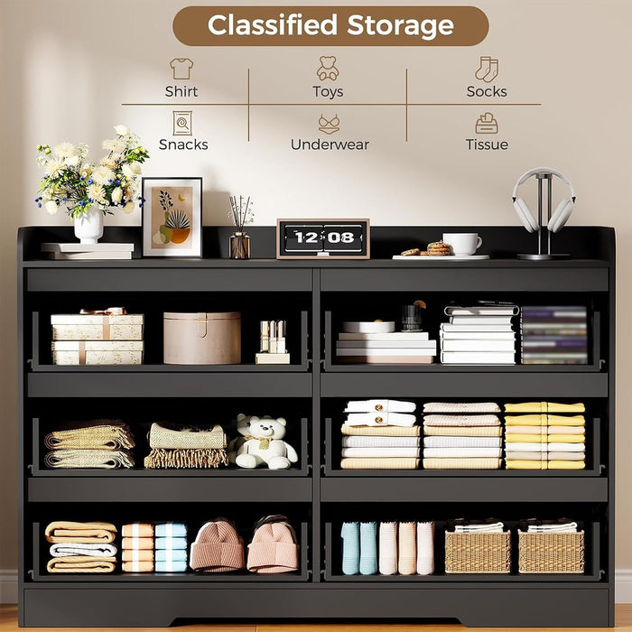 Black Dresser, 6 Drawer Dresser for Bedroom, Dresser for Closet