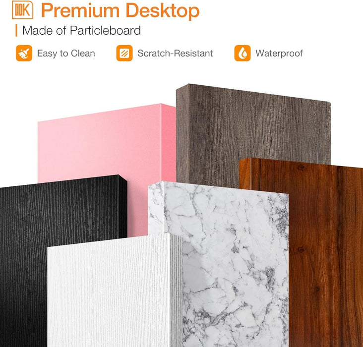 Small Desk, 27.5 Inch Small Computer Desk for Small Spaces, Compact Desk with Storage, Tiny Desk Study Desk with Monitor Stand for Home Office, White Marble + Gold Leg