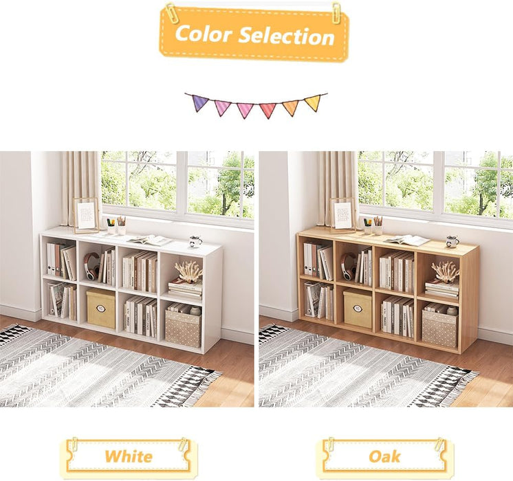 EightCube Organizer Bookcase Stackable Open Shelf Oak
