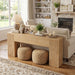70.86" Long Fluted Console Table, Farmhouse Rectangular Entryway Table with Wooden Double Base, Narrow Wood Sofa Table behind Couch for Entrance, Hallway, Foyer, Living Room, Brown