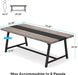 Dining Table for 8 People, 70.87-Inch Rectangular Wood Kitchen Table with Strong Metal Frame, Industrial Large Long Dining Room Table for Big Family (Gray, No Chair)