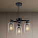 3 Light Modern Dining Chandeliers over Table，Black Light Fixture for Dining Room，Farmhouse Chandelier with Glass Shade，Industrial Pendant Lighting for Kitchen Island，Foyer,Hallway, Bedroom