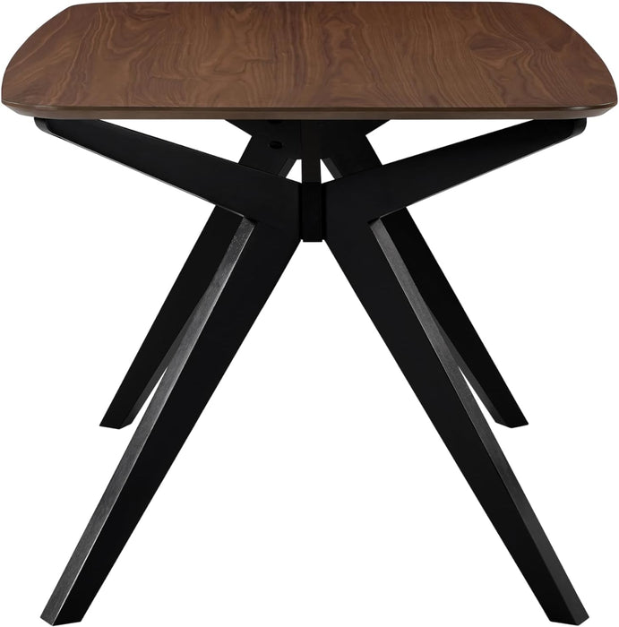 Arley Modern Wooden Dining Table, Solid Wood Rectangular Dining Room Table for 4 People, Sturdy and Space Saving Kitchen Table, Walnut Brown + Black