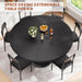 Extendable round Kitchen Dining Room Table for 4-6 with 2-Tier Storage Shelf, 63'' Space Saving Expandable Wood Oval Circle Dinner Furniture with Pedestal Base(Black)