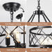 21.65" Black Chandelier, 6-Light Modern Farmhouse Dining Room Chandelier, Industrial Metal Cage Chandelier Hanging Light Fixture for Kitchen Island, Foyer, Entryway, Staircase, Living Room