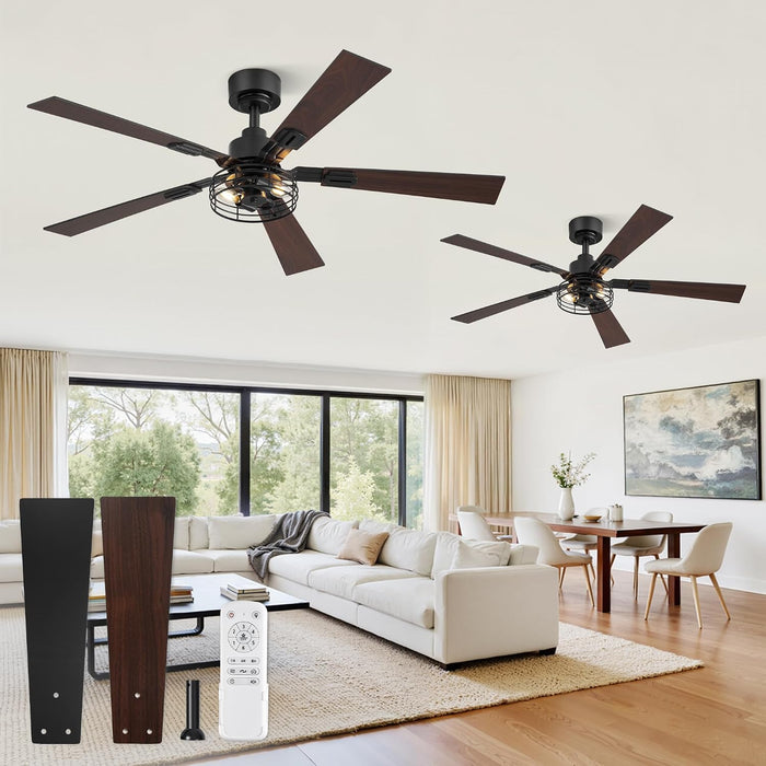 Farmhouse Rustic Ceiling Fan Featuring Remote Lighting