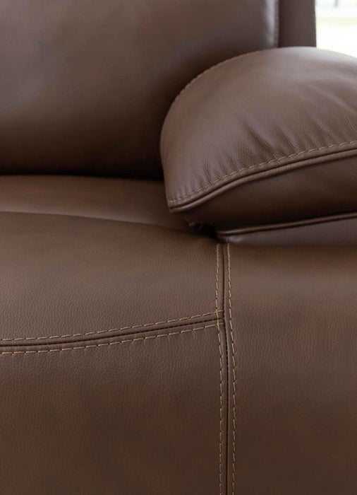 Vonryan Modern Leather Match Power Reclining Sofa with USB Ports, Dark Brown