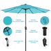 9 FT Patio Umbrella W/ Push Button Tilt and Crank Outdoor Umbrella, 8 Sturdy Ribs, UV Protection, Solution-Dyed Fabric, Aqua