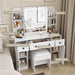 Makeup Vanity Desk, Vanity Mirror with Lights Desk and Chair,Makeup Table with 3 Large Drawers and 2 Cabinets, Time and Temperature Display, 3 LED Lighting Modes Adjustable, White