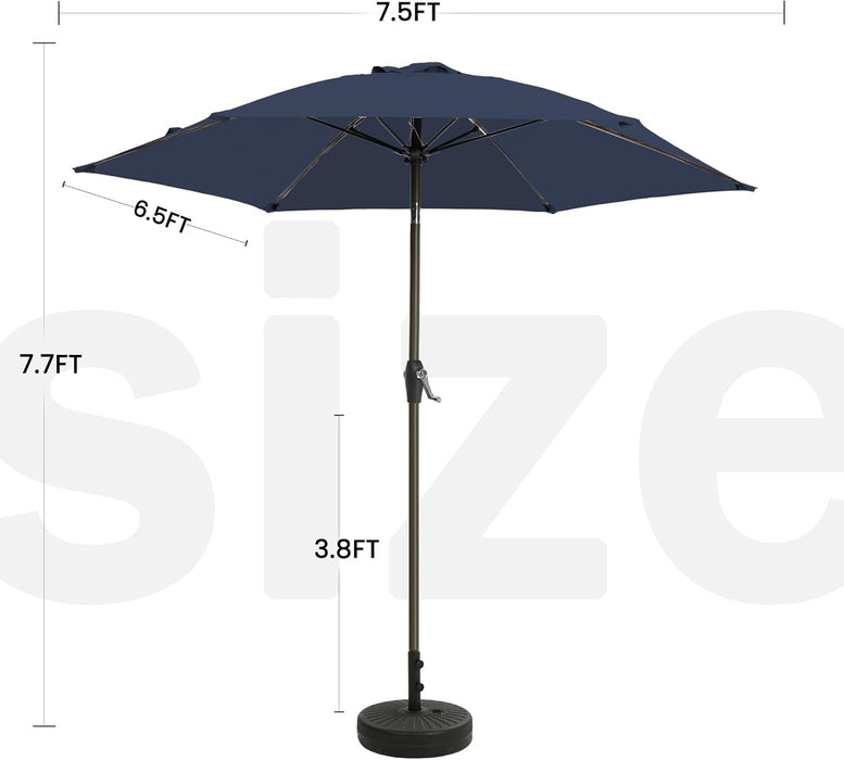 7.5FT Large Outdoor Patio Umbrella with Crank & Tilt - Durable Market Umbrella for Outdoor Patio with 6 Fiberglass Ribs for Poolside,Deck,Yard,Garden