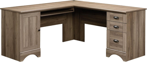 Harbor View Computer Desk, 66.14"D X 66.14"W X 30.28"H , Salt Oak Finish