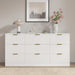 White 9 Drawer Dresser for Bedroom, 63" Wide Modern Fluted Chest of Drawers, Wooden Dresser with Gold Metal Handles, Mid Century Large Dresser TV Stand for Living Room Hallway