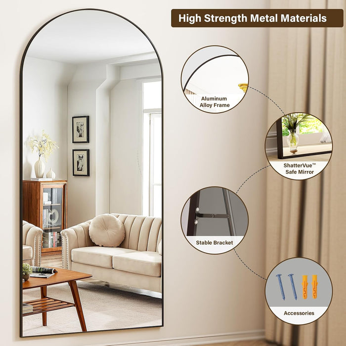 78"X38" Black Arch Full Length Mirror