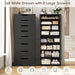 44.5" Tall Black Dresser, 8 Drawer Dresser with Groove Handles