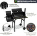 Barrel Charcoal Grill with Offset Smoker(420.Sq.In),  Large Outdoor BBQ Grills with Chimney Starter Set for Grilling, Smoking, Roasting, with Thermometer & Front Table, 6 S-Hooks & Clamp