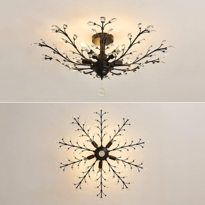 Black Five Light Vintage Crystal Ceiling Chandelier