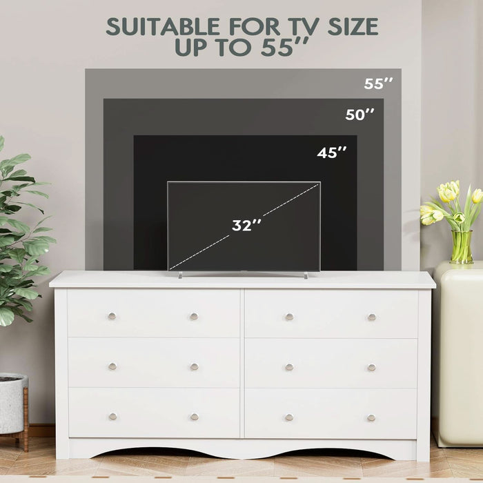 Dresser With 6 Drawers And TV Stand White Wood Storage Dresser With 6 Drawers And TV Stand White Wood Storage