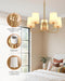 Chandeliers for Dining Room, 5-Light Gold Chandelier Light Fixture, E26 Base-Dining Room Light Fixtures over Table with White Shade, Farmhouse Chandelier for Bedroom Living Room Foyer Entryway